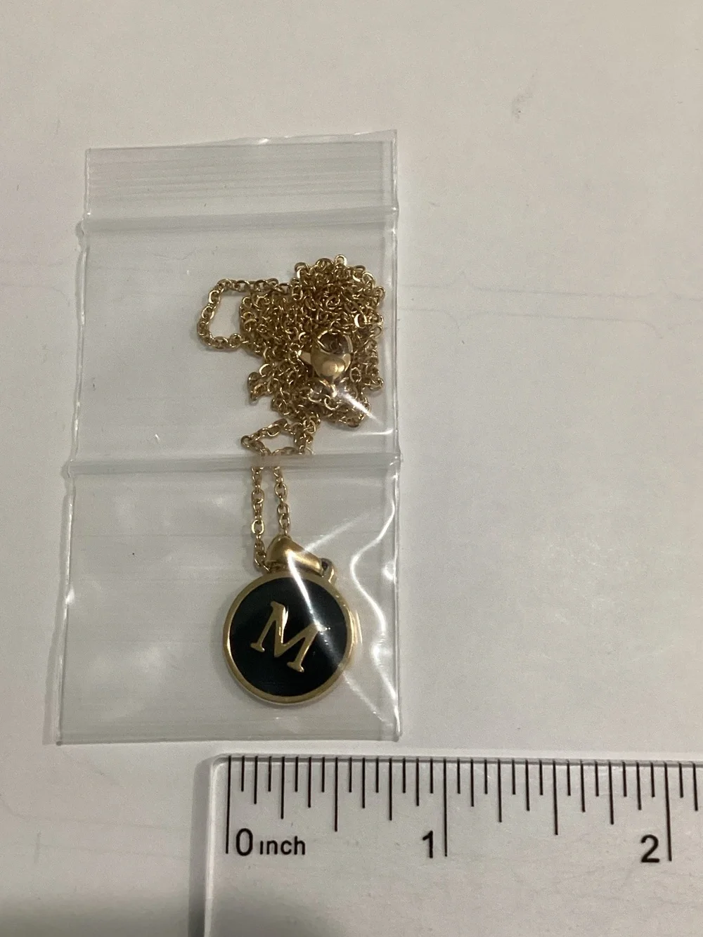 Gold-Tone 'M' Initial Pendant Necklace in Black